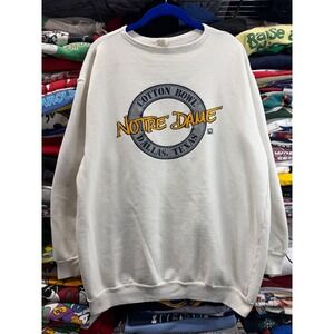 Vintage Notre Dame Cotton Bowl Dallas Texas Sweatshirt White Mens XL Paramount